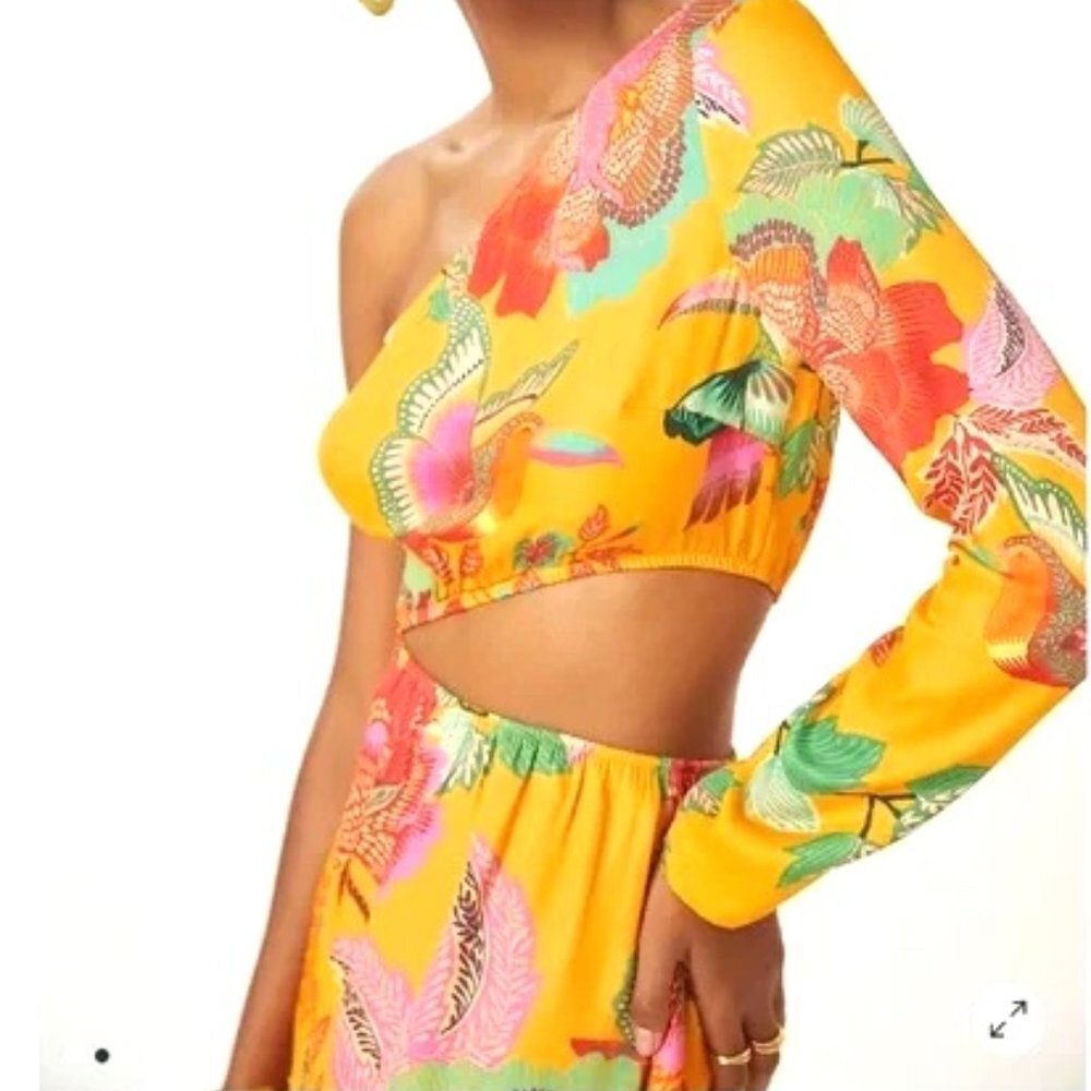 FARM Rio Anthropologie  One Shoulder DressTropical Feminine Dopamine Dressing - Picture 3 of 10
